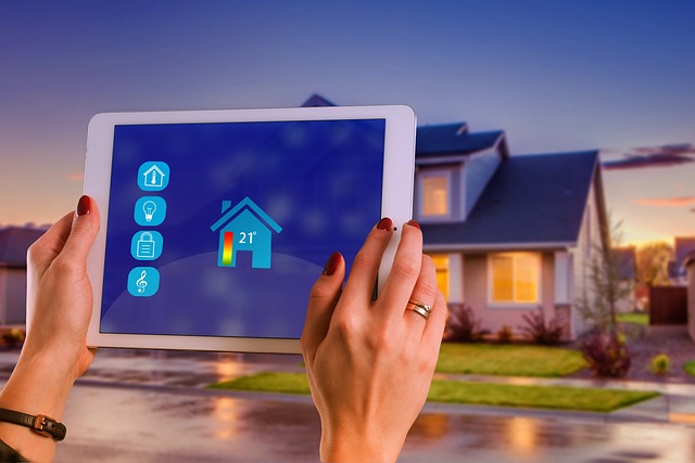 Smart home control interface showing connected household devices on a tablet